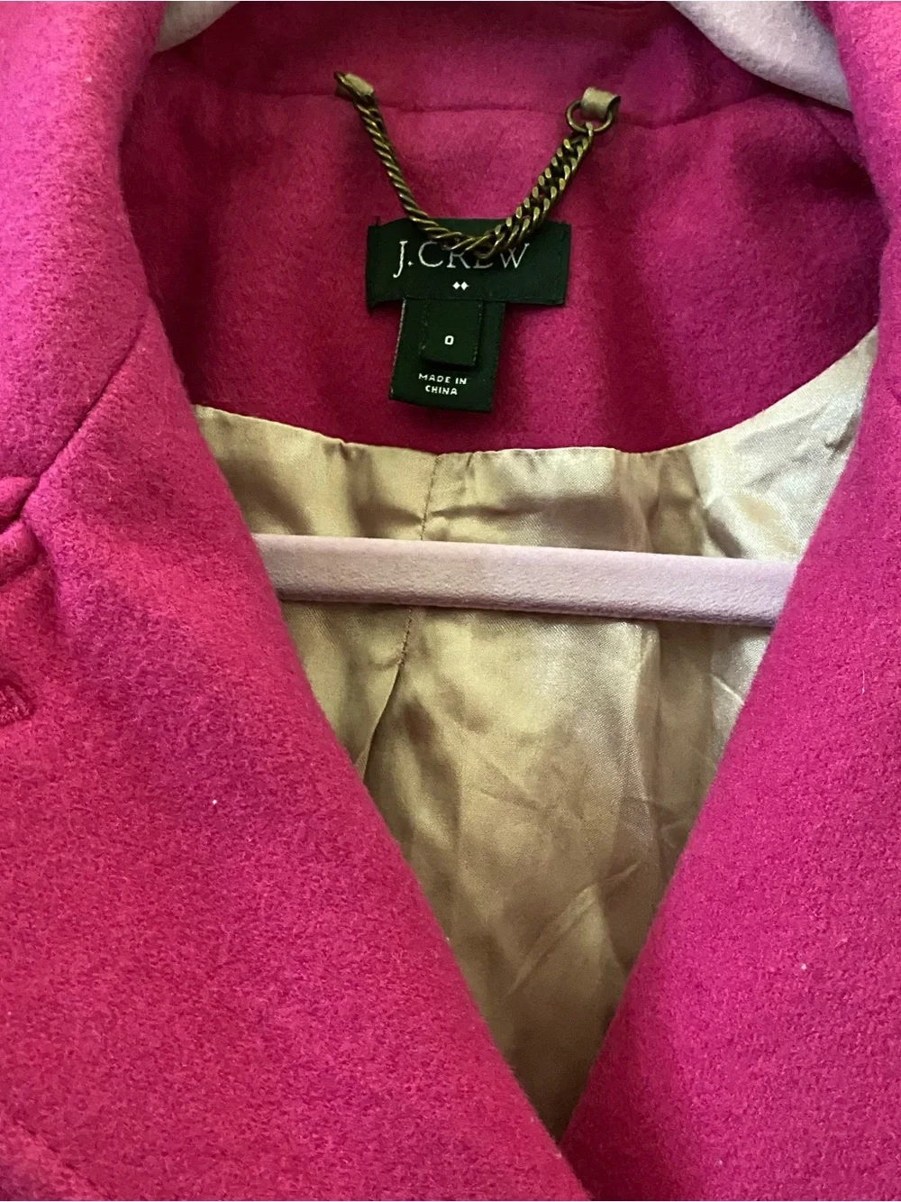 J. Crew Pink Double Breasted Peacoat Women’s Sz 0 Large Gold Buttons Wool Blend - Picture 3 of 6